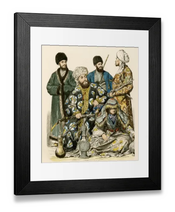 Framed Print : Uzbekistan and Turkistan traditional clothing