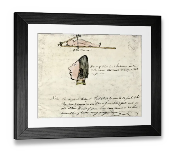 Framed Print : William Clarks sketch of Flathead Indians in his diary of the Lewis Framed Print : William Clarks sketch of Flathead Indians in his diary of the Lewis