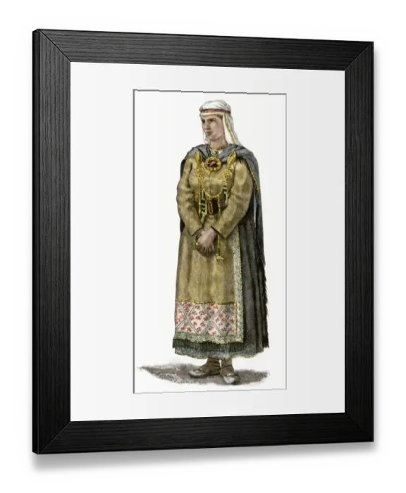 Framed Print : Woman dressed in traditional Celt or Finnish attire Framed Print : Woman dressed in traditional Celt or Finnish attire