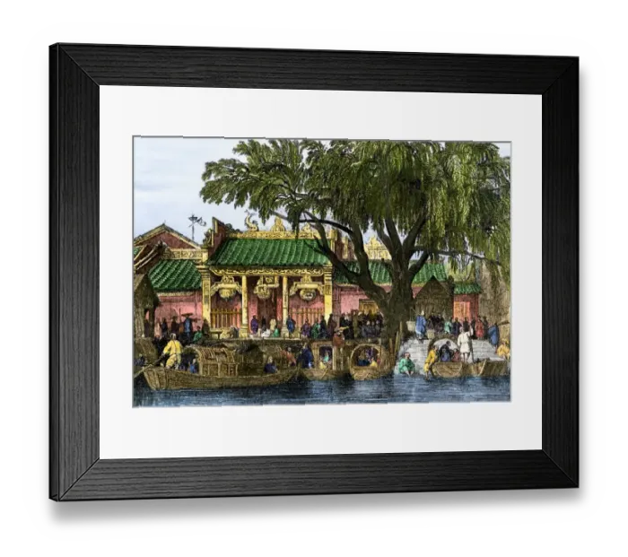 Framed Print : Scene along the river in Canton