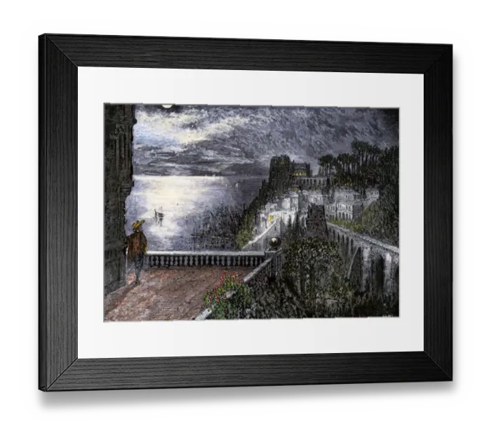 Framed Print : Moonlight on Genoa harbor, circa 1400s
