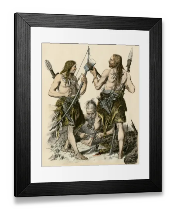 Framed Print : Stone Age hunters Framed Print : Stone Age hunters
