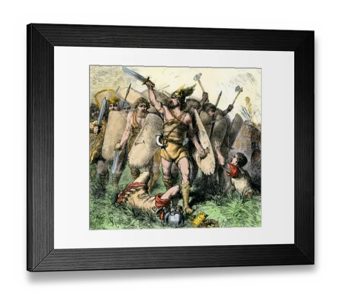Framed Print : Ostrogoth invaders defeated at Taginae, 552 A. D Framed Print : Ostrogoth invaders defeated at Taginae, 552 A. D