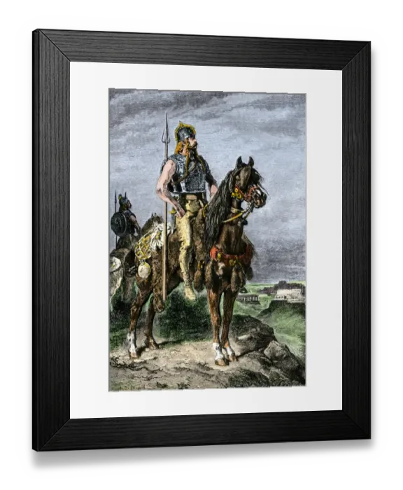 Framed Print : Soldiers on horseback in ancient Gaul
