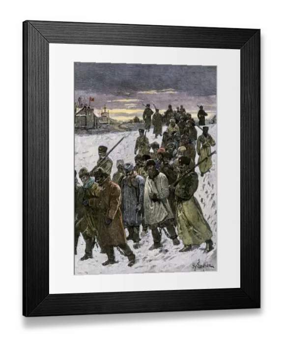 Framed Print : Russian prisoners forced to work in Siberia, 1880s Framed Print : Russian prisoners forced to work in Siberia, 1880s