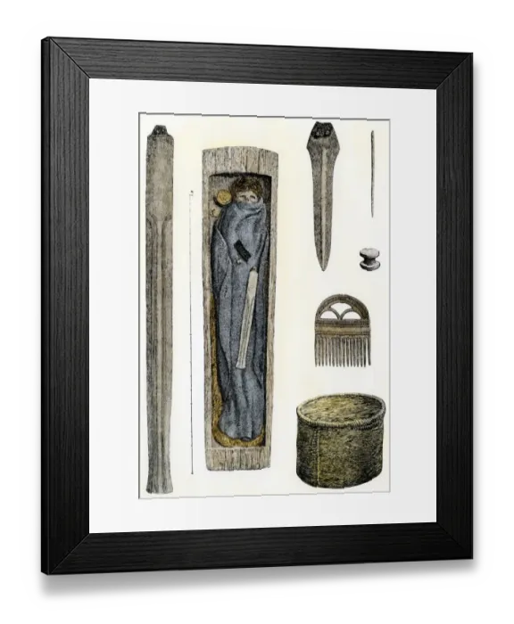 Framed Print : Burial artifacts of prehistoric Jutland