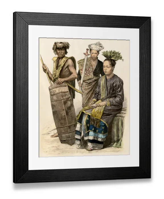 Framed Print : Borneo natives in the 1800s Framed Print : Borneo natives in the 1800s