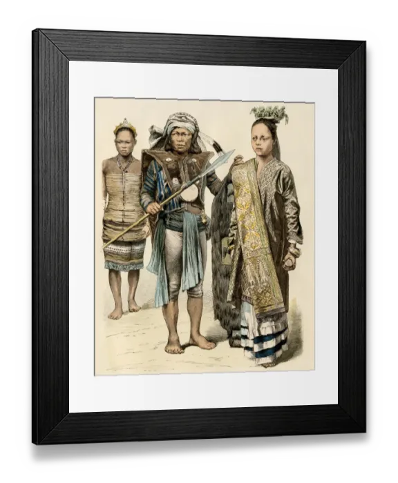 Framed Print : Borneo natives, 1800s Framed Print : Borneo natives, 1800s