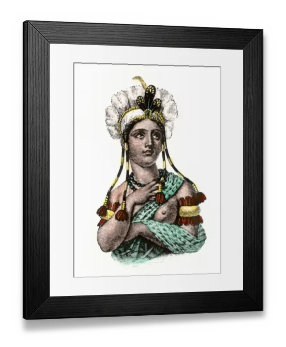 Framed Print : Dona Marina, La Malinche, native interpreter for Hernando Cortes in the Spanish conquest of Aztec Mexico