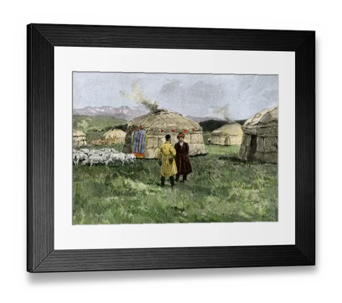 Framed Print : Kirghis encampment on the steppes near the Irtish River Framed Print : Kirghis encampment on the steppes near the Irtish River