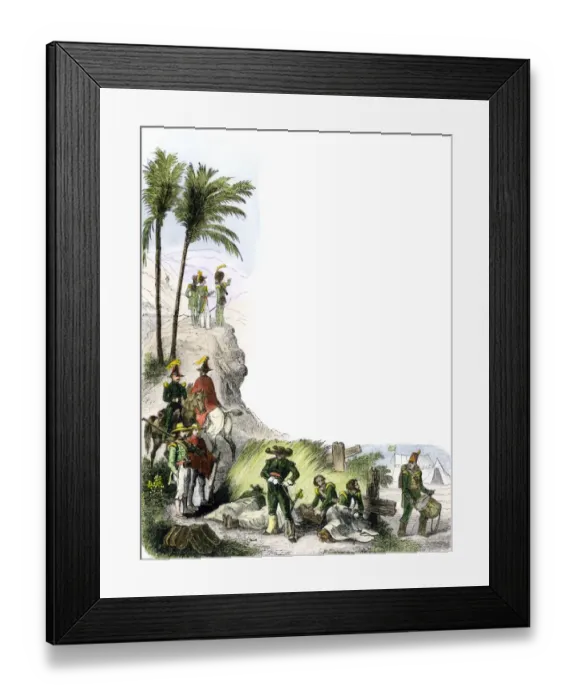 Framed Print : Mexican troops on the march during the US-Mexican War