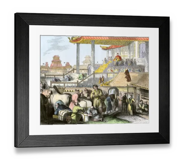 Framed Print : Japanese emperor Komei in his palace at Kyoto, 1850s