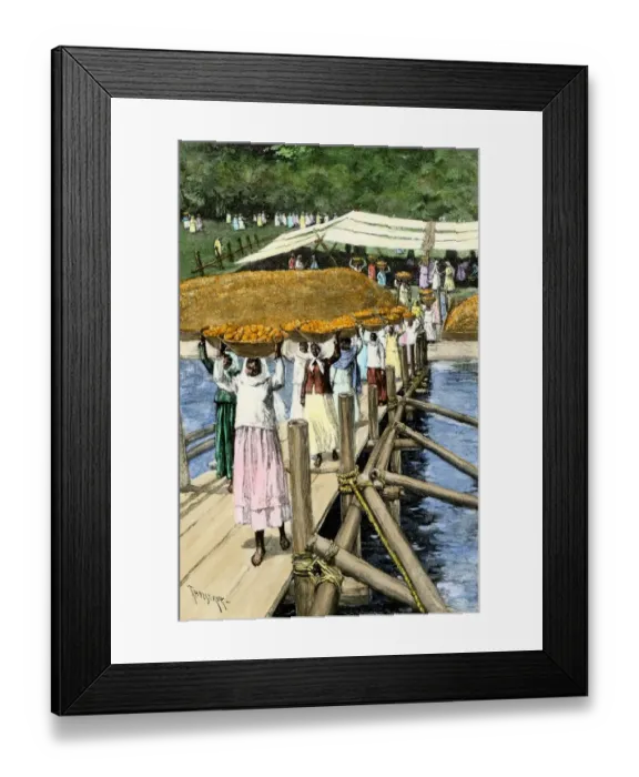 Framed Print : Women loading oranges on a ship at San Antonio Framed Print : Women loading oranges on a ship at San Antonio