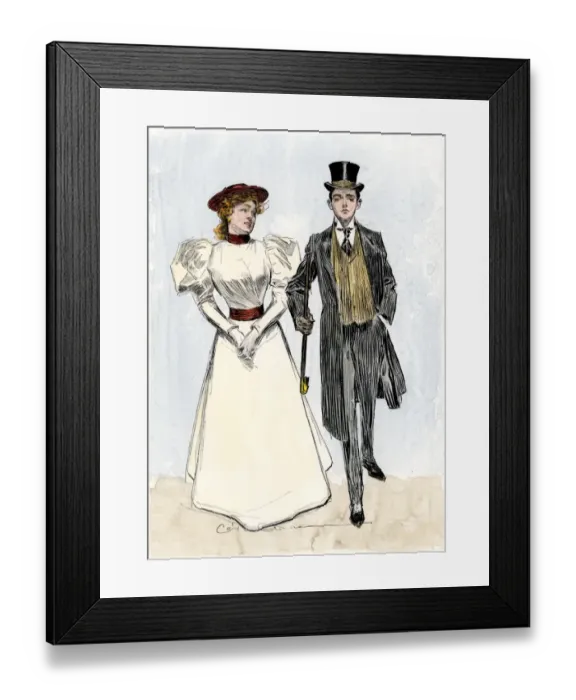 Framed Print : Young society couple, 1890s Framed Print : Young society couple, 1890s