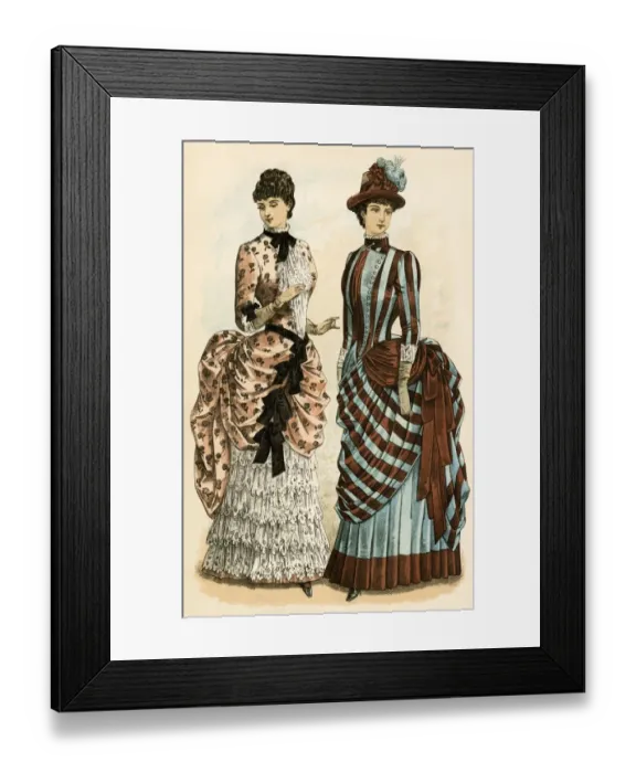 Framed Print : Womens dress fashions, 1880s Framed Print : Womens dress fashions, 1880s