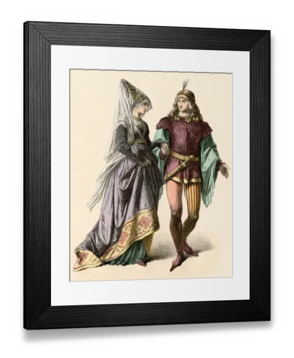 Framed Print : Courtship in medieval Burgundy Framed Print : Courtship in medieval Burgundy