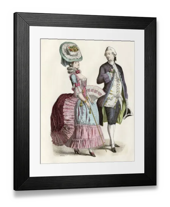 Framed Print : Clothing fashion in France about 1780 Framed Print : Clothing fashion in France about 1780