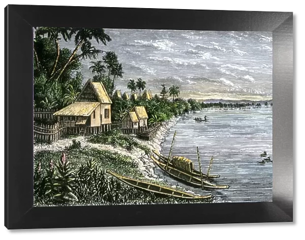 Mekong River village in the 1800s