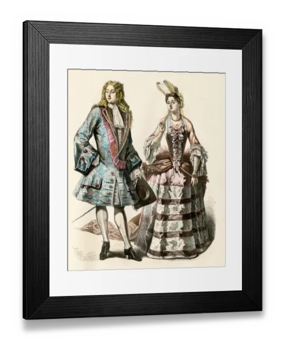 Framed Print : French couple at the royal court, early 18th century Framed Print : French couple at the royal court, early 18th century
