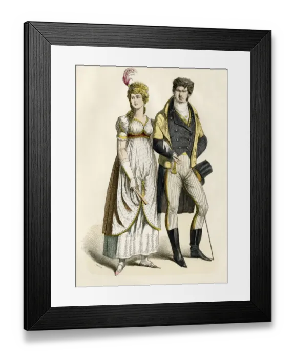 Framed Print : European couple dressed in the Empire style Framed Print : European couple dressed in the Empire style