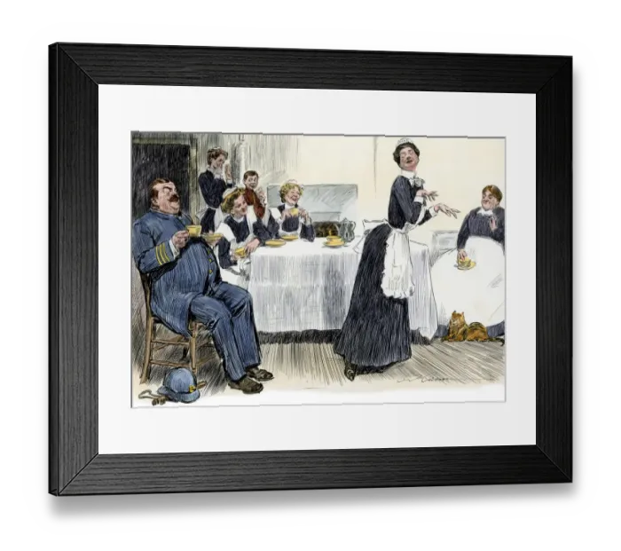 Framed Print : Household servants sharing a laugh, 1900