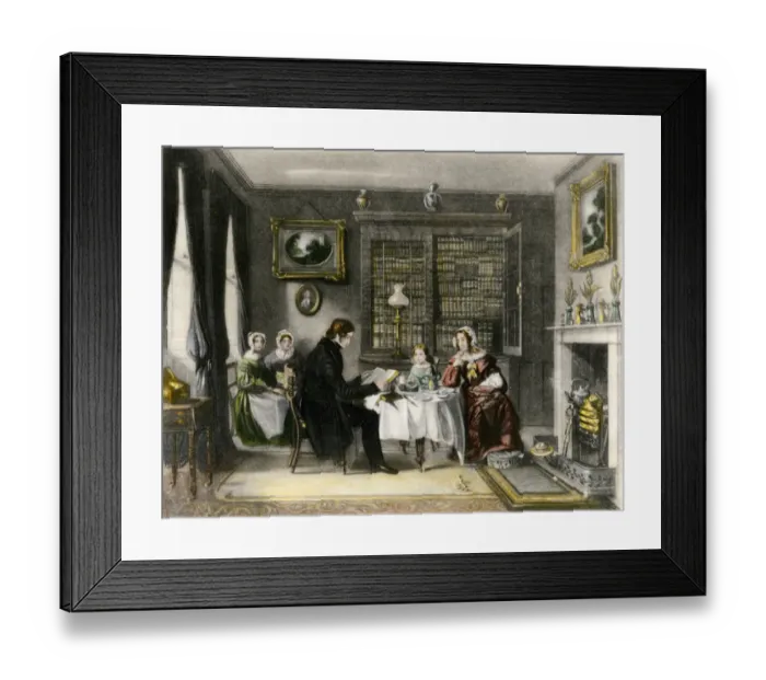 Framed Print : Reading the Bible in a Victorian home