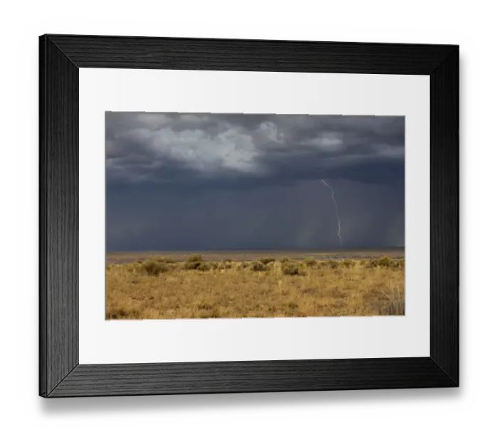 Framed Print : Lightning striking the high plains, New Mexico