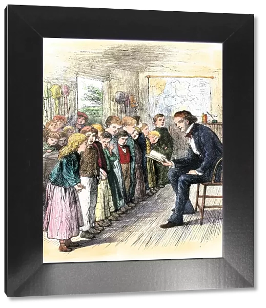 Students reciting in a one-room school, 1800s