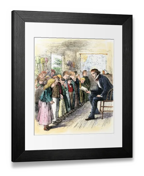 Framed Print : Students reciting in a one-room school, 1800s