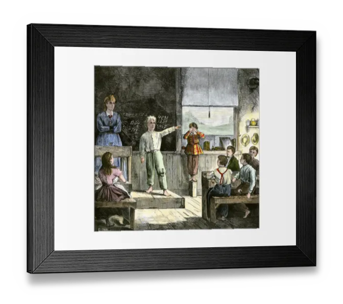 Framed Print : Students in a one-room school, 1800s Framed Print : Students in a one-room school, 1800s