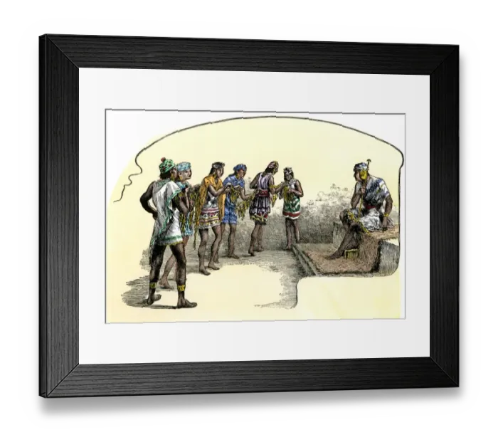 Framed Print : Inca teacher giving lessons in counting using the quipu Framed Print : Inca teacher giving lessons in counting using the quipu