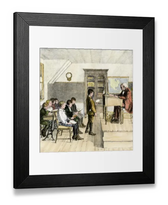 Framed Print : Reading lesson in a 19th-century classroom Framed Print : Reading lesson in a 19th-century classroom