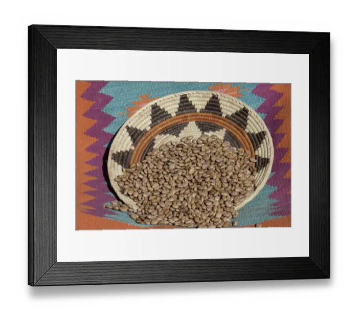 Framed Print : Dried beans in a Native American basket Framed Print : Dried beans in a Native American basket