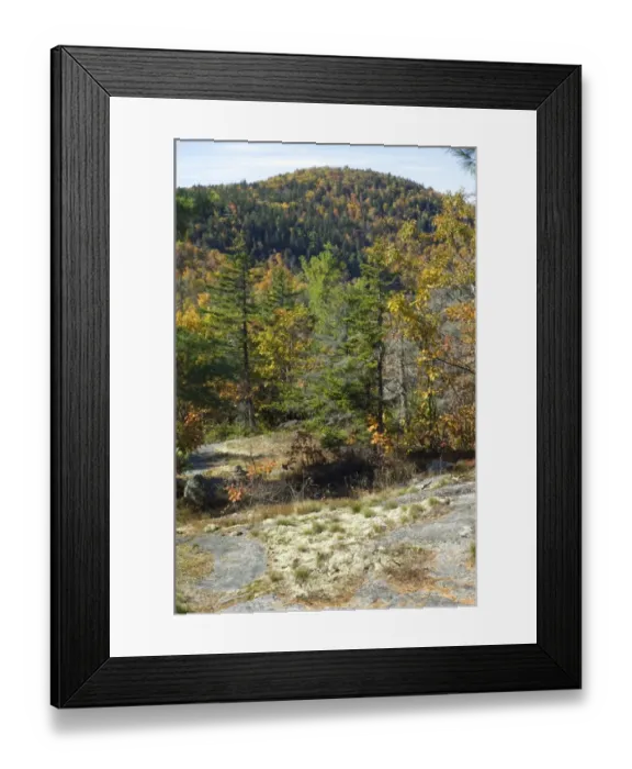 Framed Print : Hiking trail in the Maine mountains