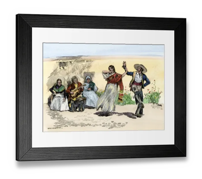 Framed Print : Spanish Californians or Mexicans dancing the fandango Framed Print : Spanish Californians or Mexicans dancing the fandango