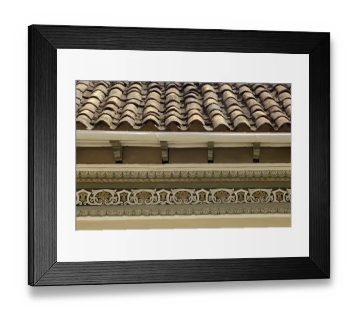 Framed Print : Tiled roof and trim detail in the Spanish colonial city of Cuenca Framed Print : Tiled roof and trim detail in the Spanish colonial city of Cuenca