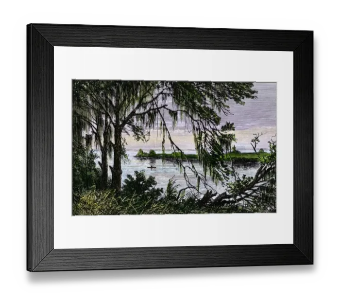 Framed Print : Native American canoe in the Georgia wilderness Framed Print : Native American canoe in the Georgia wilderness