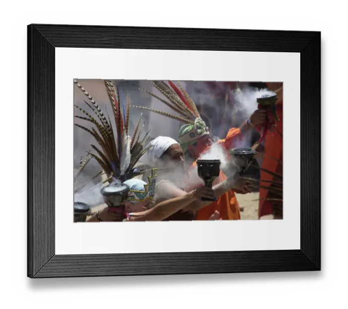 Framed Print : Spring equinox at the Toltec ruins of Tula, Mexico
