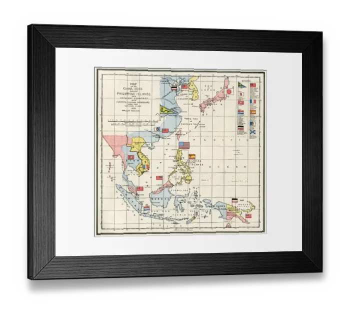 Framed Print : Map of the China Seas, Philippines Framed Print : Map of the China Seas, Philippines