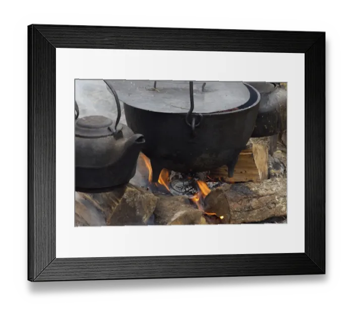 Framed Print : Cooking over an open fire at a Continental Army camp reenactment Framed Print : Cooking over an open fire at a Continental Army camp reenactment