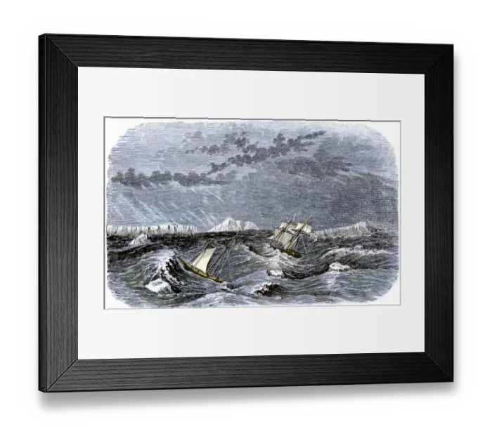Framed Print : Ships in the Strait of Magellan rounding Cape Horn along the headlands of