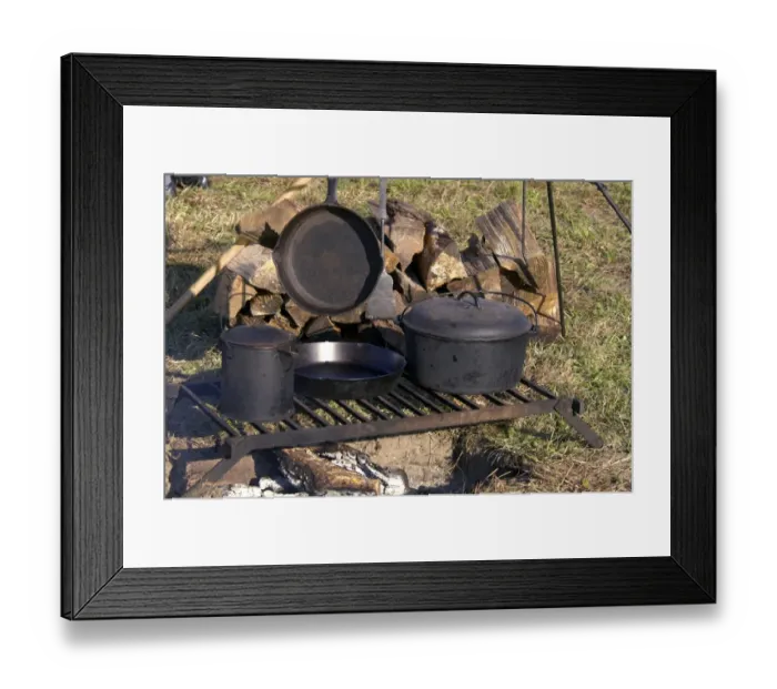Framed Print : Camp cookpots at a Continental Army reenactment Framed Print : Camp cookpots at a Continental Army reenactment