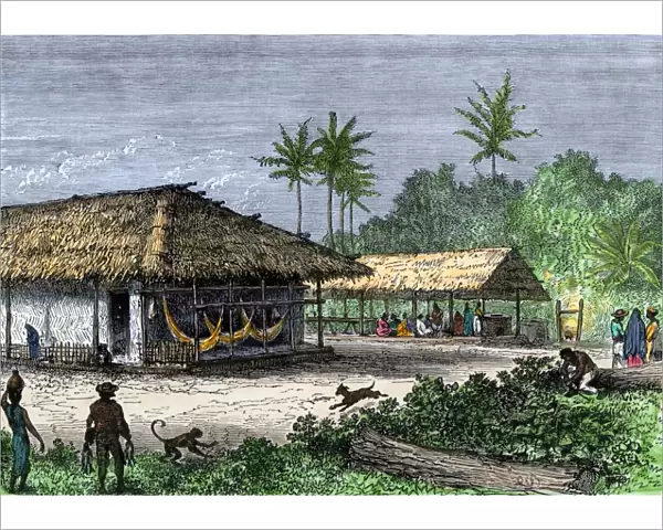 Brazilian native village, 1800s