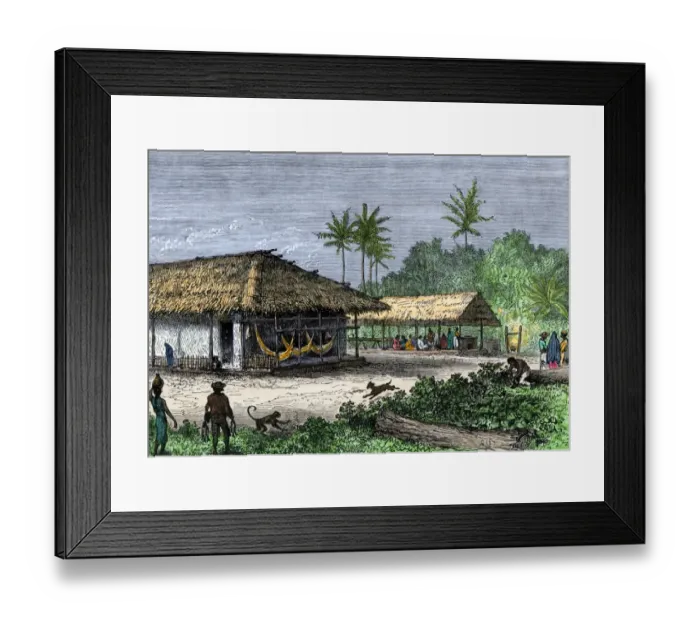 Framed Print : Brazilian native village, 1800s Framed Print : Brazilian native village, 1800s