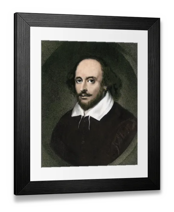 Framed Print : William Shakespeare. Hand-colored engraving