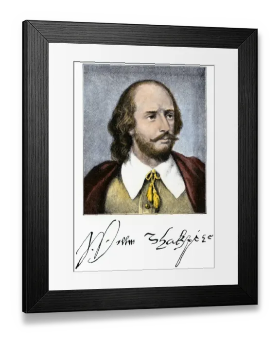 Framed Print : William Shakespeare, with his autograph Framed Print : William Shakespeare, with his autograph