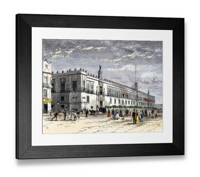 Framed Print : Palace of Mexico, Mexico City, 1800s Framed Print : Palace of Mexico, Mexico City, 1800s