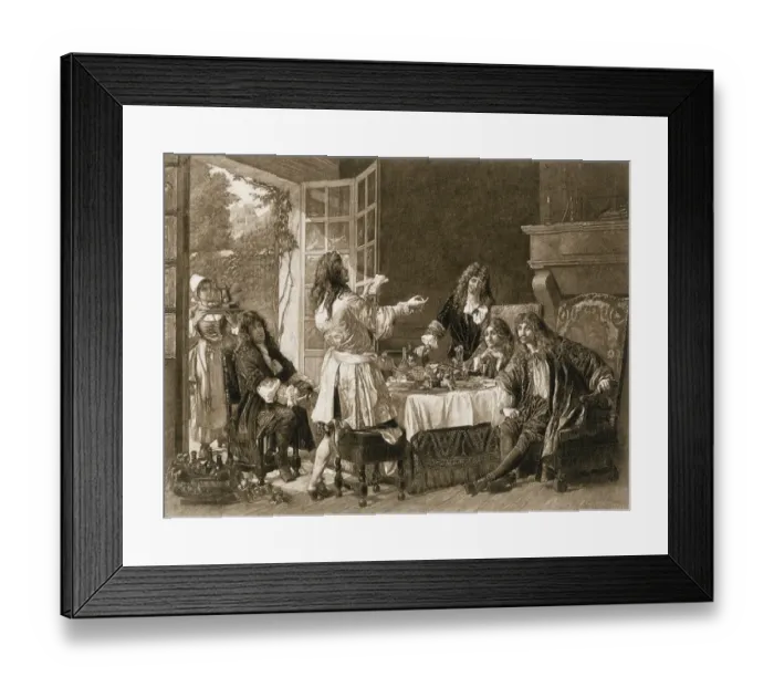 Framed Print : Dinner at the house of Moliere at Auteuil Framed Print : Dinner at the house of Moliere at Auteuil