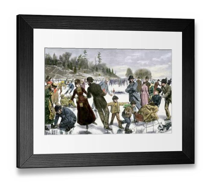 Framed Print : Ice-skating on the Schuylkill River, 1800s Framed Print : Ice-skating on the Schuylkill River, 1800s