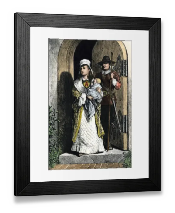 Framed Print : Hester Prynne wearing the Scarlet Letter A in a scene from Hawthornes novel Framed Print : Hester Prynne wearing the Scarlet Letter A in a scene from Hawthornes novel